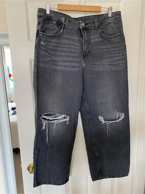 H&M Gray Washed Distressed Boyfriend Jeans